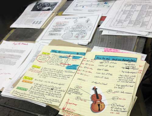 Notes used to collect results of various tests