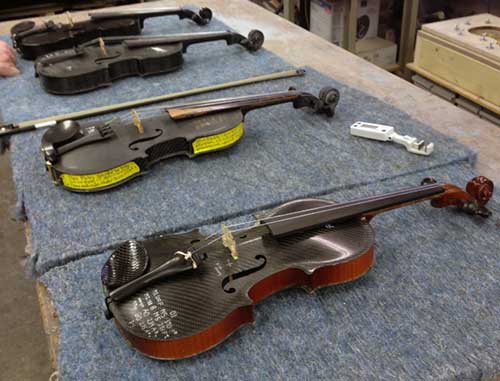 Various test preproduction models of our carbon fiber violin